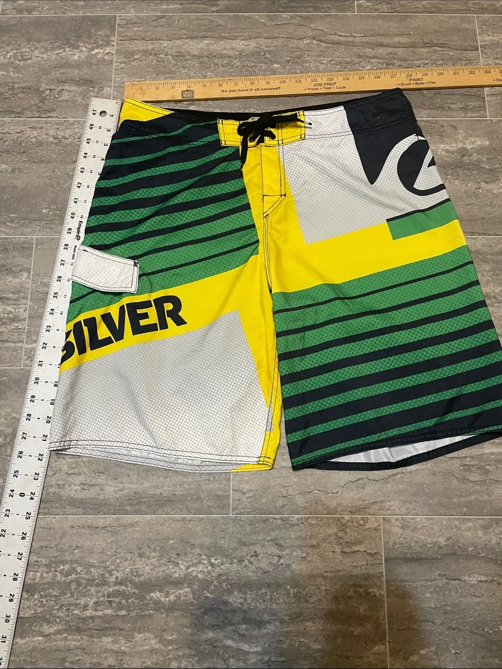 Men's Quiksilver Cypher Series Board Shorts Size 34 Yellow Green Surf Swim Trunk